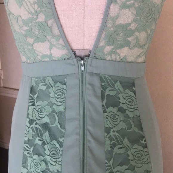 Sage green Rose Panel Lace Maxi Summer Dress - Picture 9 of 16